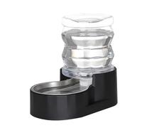 RIZZARI Automatic Gravity Pet Waterer Dispenser : 4L Black Stainless Steel Bowl Without Filter - Large Capacity Feeder for Dogs & Cats - Ideal for Kitchen - Living Room - or Hallway Use