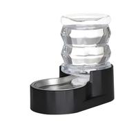 RIZZARI Dog Water Bowl Dispenser: 5L Gravity Black Automatic Stainless Steel Drinking Feeder with Filter for Dogs and Cats