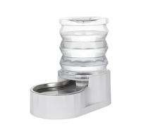 RIZZARI Gravity Water Bowl Dispenser: 4L Automatic Stainless Steel Water Feeder Without Filter - White Pet Waterer for Senior Dogs with Spine Problems - in Bedroom Garden