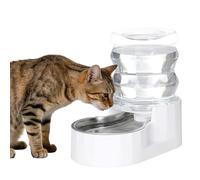 RIZZARI Gravity Water Bowl Dispenser: 4L Automatic Stainless Steel Water Feeder Without Filter - White Pet Waterer for Senior Dogs with Spine Problems - in Bedroom Garden