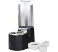 RIZZARI Large Dog Water Dispenser: 9L Raised Gravity Gray Automatic Stainless Steel Waterer with 2 Caps - 100% BPA Free - Pet Feeder for Senior Dogs with Joint Pain in Bedroom Garden
