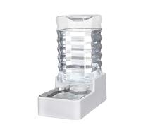 RIZZARI Large Gravity Water Dispenser: 9L Automatic Dog Water Feeder with Stainless Steel Bowl -100% BPA-Free - Two Caps and Filters for Busy Owners (White, 9L)