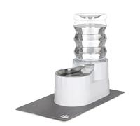 RIZZARI Pet Waterer Gravity Dispenser: White 7L Raised Bowl Feeder - Stainless Steel Anti-Leak Design - for Cats/Dogs Travel