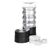 RIZZARI Upgraded Automatic Dog Water Dispenser: 9L Black Gravity Large Stainless Steel Raised Pet Fountain with Filter - Includes 2 Extra Filters & 2 Bottle Caps - Pet Feeder for Dogs Indoor Outdoor