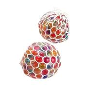 RIZZIIZ 3 x 6.5cm Quishy Mesh Net Ball, Colorful & Stretchable , Stress Relief Squeeze Ball, Soft Sensory Fidget Toy, Squishy Gel Bead Ball for Fun Play and Relaxation