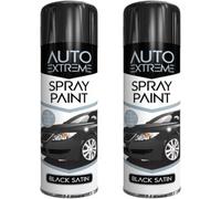 RIZZIIZ All Purpose Black Satin Spray Paint, Smooth Satin Finish, Quick Dry Aerosol Paint for Wood, Metal, Plastic & Glass, Interior & Exterior Use, Durable & Even Coverage, 250ml (2 Pcs)
