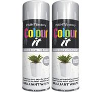 RIZZIIZ Brilliant White Spray Paint, Fast Drying Gloss Finish, Non-Cracking Coating, Multipurpose Paint for Wood, Metal & Plastic, Interior & Exterior Use, Easy Spray Application, 250ml (2 Pcs)