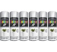 RIZZIIZ Brilliant White Spray Paint, Fast Drying Gloss Finish, Non-Cracking Coating, Multipurpose Paint for Wood, Metal & Plastic, Interior & Exterior Use, Easy Spray Application, 250ml (6 Pcs)