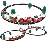 RIZZIIZ Christmas Santa Express Train Set, Electric Holiday Train Toy, Locomotive Engine, Santa Sleigh, Decorative Trees, Circular Railway Track, Christmas Decorations and Seasonal Family Fun