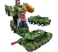 RIZZIIZ Deformation Combat Electronic Armoured Robot Car Tank Toy for Kids, Transforming Military Robot Vehicle with Flashing LED Lights & Sound, Automatic Deformation Action Figure