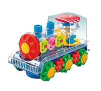 RIZZIIZ Flash Active Train Toy for Kids with LED Lights & Music, Transparent Gear Train Engine, 360° Rotation, Battery Operated, Educational Light & Sound Toy for Boys & Girls