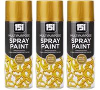 RIZZIIZ Gold Metallic Spray Paint, Fast Drying Non-Cracking Finish, Durable Multipurpose Spray for Wood, Metal & Plastic, High Shine Gold Coating, Lightweight Easy-to-Use Aerosol Paint, 400ml (3 PCS)
