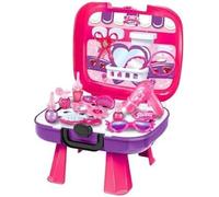 RIZZIIZ Kids Beauty Makeup, Pretend Play Set, Portable, Dressing Table Toy, Mirror, Comb, Accessories & Storage Suitcase for Girls Roleplay Fun