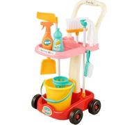 RIZZIIZ Kids Cleaning Trolley Playset, Pretend Play Role Play Toy, Little Helper Cleaning & Gardening Set with Wheels, Educational Toy for Boys & Girls, 17 Accessories