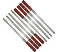 RIZZIIZ Long BBQ Barbecue Skewers with Wooden Handle, Stainless Steel Flat Reusable Metal Skewer Sticks for Kebab, Shish Kabab, Grill, Cocktail Party, BBQ Accessories, 58CM (8 Pcs)