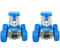 RIZZIIZ Mini Thomas Train, Colourful, Transparent Body, Smooth Push-and-Go Action, 360° Spins and Smooth Glides, Indoor Outdoor Play, Fun Learning Activities for Children, Blue (2 Pcs)
