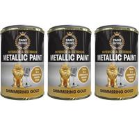 RIZZIIZ RIZZIZ Shimmering Gold Metallic Paint, High Shine Durable Finish, Quick-Drying, Non-Cracking & Long-Lasting, Easy Application, Interior & Exterior Use for Wood, Metal & Décor, 300ML (3 PCS)