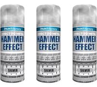 RIZZIIZ Silver Hammer Effect Spray Paint, Metallic Textured Aerosol Paint for Metal, Wood & Plastic Quick Dry, Interior & Exterior Surface Coating for Furniture, DIY & Automotive Use, 400ml (3 pcs)