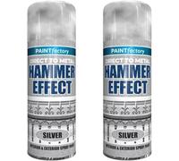 RIZZIIZ Silver Hammer Effect Spray Paint, Metallic Textured Aerosol Paint for Metal, Wood & Plastic Quick Dry, Interior & Exterior Surface Coating for Furniture, DIY & Automotive Use, 400ml (2 pcs)