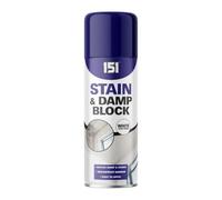 RIZZIIZ Stain & Damp Block aerosol Spray, white satin finish, waterproof barrier, dual action, primer and a sealer, designed for interior use to block stubborn stains and damp patches, 400ml (1PCS)