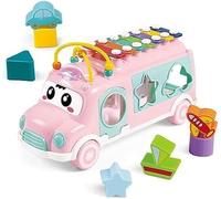RIZZIIZ Xylophone Musical Bus Toy For Kids, Durable Construction, Adorable Cartoon Theme, Vibrant Multicolour, Cheerful Tunes, Improving Hand-Eye Coordination & Auditory Skills