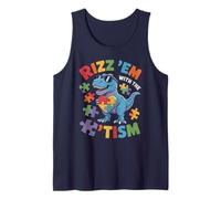 Rizzler Rizz 'Em with Tism Autismsaurus Dino T-Rex Autism Tank Top