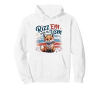 Rizzler RIZZ 'EM WITH TISM Patriotism Fox Proud Autism Mom Pullover Hoodie