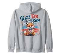 Rizzler RIZZ 'EM WITH TISM Patriotism Fox Proud Autism Mom Zip Hoodie