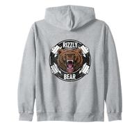 Rizzly Bear Funny Gym Weight Lifting Grizzly Bear Workout Zip Hoodie