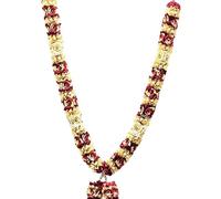 RJ Sales & Promotions 25 inches Satin and Tissue with Plastic Beads Haar Width 1" -Maala for Idols, Photo Frames, Fancy Dress, Marriages etc. (Maroon)