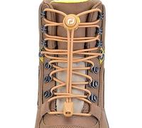 RJ-Sport Extra Long No Tie Shoelaces - Elastic Tieless Round Boot Laces for Hiking Shoes, Work Boots and Running Sneakers (Light Brown)