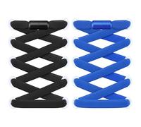 RJ-Sport Flat Elastic Shoe Laces - 2 Pairs Elastic No Tie Shoelaces for Adults & Kids Shoes Black & Blue