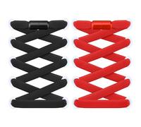 RJ-Sport Flat Elastic Shoe Laces - 2 Pairs Elastic No Tie Shoelaces for Adults & Kids Shoes Black & Red