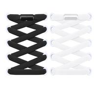 RJ-Sport Flat Elastic Shoe Laces - 2 Pairs Elastic No Tie Shoelaces for Adults & Kids Shoes Black & White