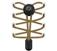 RJ-Sport Tieless Elastic Shoe Laces - Heavy Duty No Tie Shoelaces for Kids and Adult with Strong Lock and Speed Shoestrings, Number 032 - Black Gold, One Size