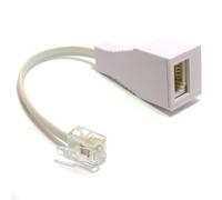 RJ11 4 Wire to BT Telephone Female Socket Virgin To UK Adapter 6P4C 10cm