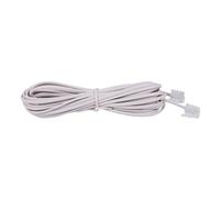 RJ11 6P2C Telephone Cable, Male-to-Male, 5m, Clear/White Plastic