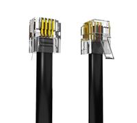 RJ11-RJ11 High Speed ADSL Broadband 2m 4 Pin Cable for Landline Telephone, Router, Modem to Phone Socket or Microfilter - OFC Wires, PVC Cover - Internet DSL - Black