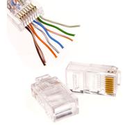 RJ45 Cat 5e/Cat 6 PASS-THROUGH Ethernet Network Cables Crimp End Plugs 100 Pack