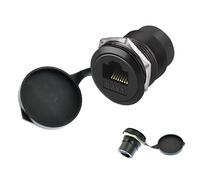 RJ45 CAT6 Panel Mount Adapter Female-Female Ethernet Pass-Through Connector | 10 Gbps Bulkhead Interface Adapter, XLR/D-Panel Mountable with Waterproof & Dustproof Cover (1-Pack Black)