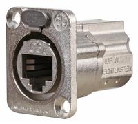 RJ45 Cat6 Socket to Socket Panel Mount Feedthrough Adaptor Metal D-Shape Housing