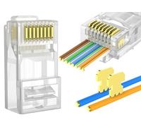 RJ45 Connector Pass Through Cat6 (Cat6 Pass Through, 100-Pack Plugs) for Solid or Stranded UTP Ethernet Cable