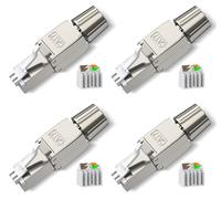 RJ45 Connector Tool-Free for Installation Cable Cat7 Cat6A Network Plug Tool-Free Field Assembled Shielded 10 Gbps 600MHz (A)