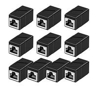 RJ45 Coupler, 10 Pack Ethernet Adapters Female to Female, Patch Cable Extender Adapter, 8-Pin Modular Straight Through, Network Connectors for Cat8/Cat7/Cat6/Cat6a/Cat5e/Cat5 Cable(Black)