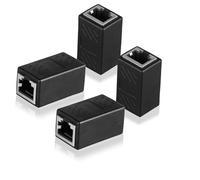 RJ45 Coupler, 4Pieces 10Gbps High-Speed Shielded Ethernet Extension Adapter Network Connector for Cat7/Cat6/Cat5e/Cat5, Female to Female Network Extender Joiner (Black)