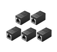 RJ45 Coupler, Ethernet Coupler Cat6 Coupler for Cat5e/Cat6/Cat7/Cat8, 1000Mbps Ethernet Extender Adapter LAN Connector for Modem Router PC Switch Network Extension, Female to Female - 5 Pack Black