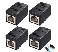 RJ45 Coupler High-Speed 10Gbps Aluminium Ethernet Connector, Shielded Internet Joiner, Female to Female Ethernet Extension Cable, LAN Network Extender, 4 Pcs
