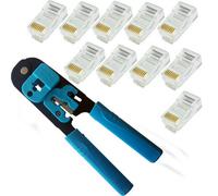 Rj45 Crimp Tool & 10 Connectors 8P8C Cat5Ecat6 Crimping Crimper Network Cable