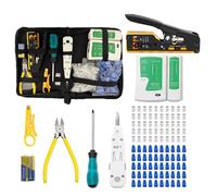 RJ45 Crimp Tool Kit, Crimper Ethernet Crimping Stripper Cutter Crimper All-in-One for 8P RJ45 Cat5 Cat6 Crimp Tool 6P/6C 6P/4C 6P/6C RJ11/RJ12 Telephone Connectors with Cable Tester