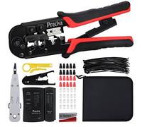 RJ45 Crimp Tool Kit, Preciva 97-in-1 Ethernet Crimping Network Toolkit for 8P/6P RJ11, RJ12, RJ45, CAT5, CAT5E, Computer Maintenance LAN Cable Tester Repair Set, Cable Tester, Wire Stripper